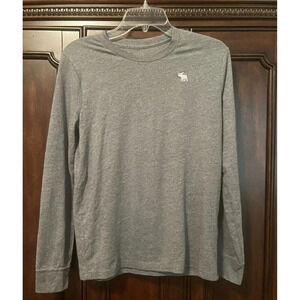 Abercrombie Kids  15/16 T-Shirt Long Sleeve Scoop Neck Gray Moose